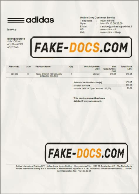 adidas fake invoice|adidas invoice pdf.